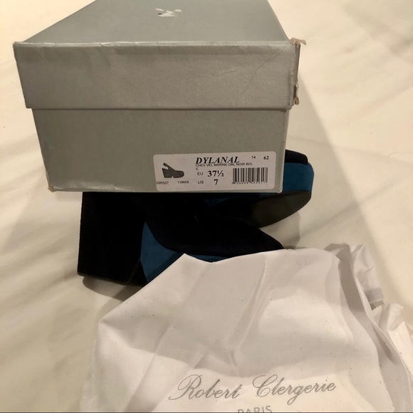Robert Clergerie Blue Suede Platforms, sz 37.5 - Picture 9 of 11